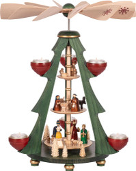 Richard Glaesser Tree Pyramid of Christ's Birth - Colorful Three Tier for Tealights