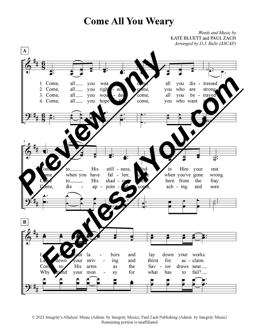 Come All You Weary Sheet Music Fearless4You come-all-you-weary-sheet-music-fearless4you