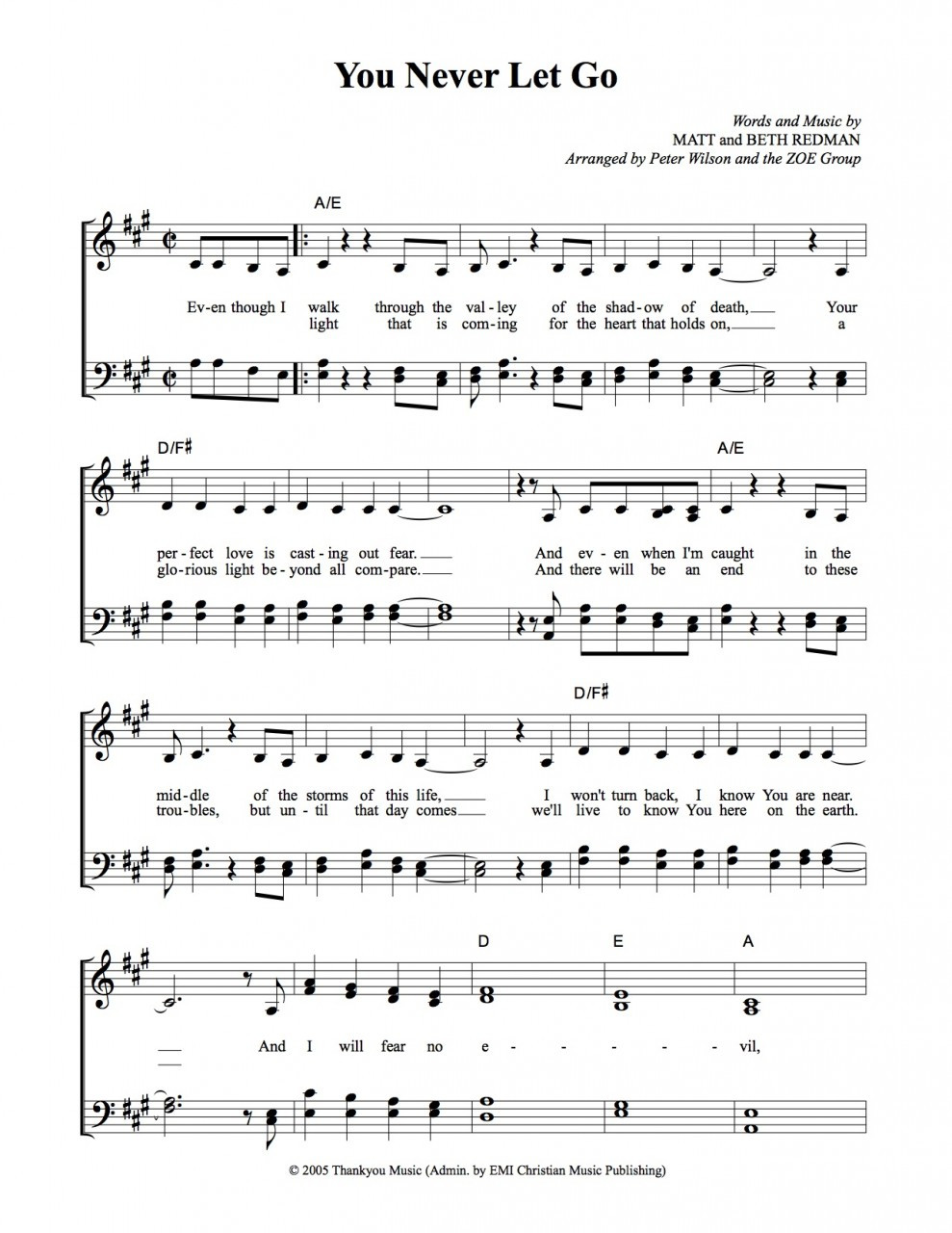You Never Let Go Sheet Music - fearless4You.com