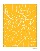 Lublin, Poland city map print