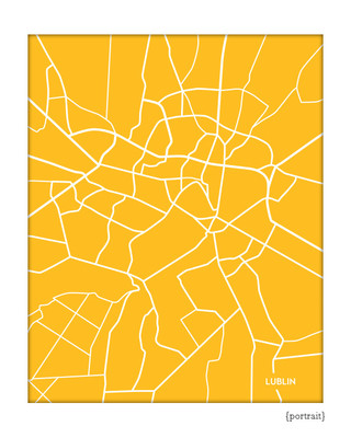 Lublin, Poland city map print