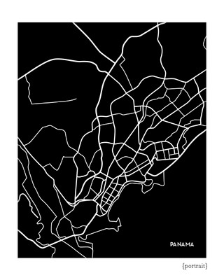 Panama City Map Art Print