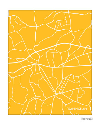 Framingham Massachusetts city map print