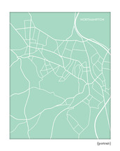 Northampton Massachusetts city map print