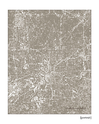 Indianapolis Indiana Cityscape Map Art