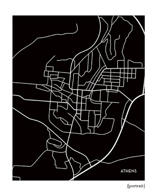 Athens Ohio City Map Print