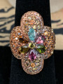 Aunt Nadiene's Thai Rose Gold Vermeil, Sapphire and Tourmaline Gems Ring - A Séance Reading Room Find - The Voodoo Estate