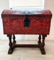 Tibetan Monastery Shrine Room Leather Skull Storage Chest with Stand - A LiDiex Chapel Find - The Voodoo Estate