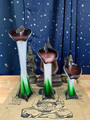 3 piece Ensemble of LiDiex Glassworks Calla Lily Vases circa 1953 New Orleans Mardi Gras - The Voodoo Estate