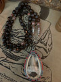 Rootman's Fossilized Shark's Tooth, Multi-Gem Amulet with Bali Sterling Silver, Trade Ruby and Black Howlite Skull Mala - Thai Buddha Magic Incantation Party - A LiDiex Chapel Find - The Voodoo Estate