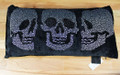Magaschoni Black Velvet Feather Filled Lumber Halloween Pillow with Rhinestone Skulls New With Tags 