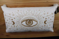 Rachel Zoe White *Linen Gold Embroidery All Seeing Third Eye Lumber Pillow - New with Tags