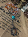 BE 2516 LP Liew First Batch King Turtle Amulet in Thai Coin Silver Case with Bali Sterling Silver, Mexican Trade Sardonyx and Howlite Buddha Guru Fifty-Four Count Mala Necklace - The Voodoo Estate