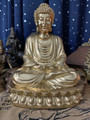 13" Thai Resin Golden Gautama Buddha in Brahma Dhyana Mudra - A Main Library Find - 1980 New Old Stock - The Voodoo Estate