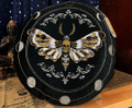 Coveted Homes Moon Phase Skull Moth Black Velour Embroidered Pillow New w/ Tags