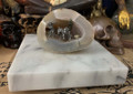 Pewter Miner '49er in Drusie Quartz Geode Cave on Marble Base from the Barefoot Mailman - A Main Library Find - The Voodoo Estate - SOLD! -