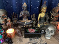 Pink Lotus Chokin on Black Lacquer Jewelry Music Box and Moon Charged Contents - A Master Suite Find - The Voodoo Estate