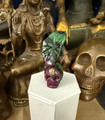 Aunt Nadiene's Thai Carved Ruby, Zoisite, Crystal Skull in Sacred Lotus with Mwali Shafite Sorcerer's Mozambique Garnet Eyes - A LiDiex Chapel Find - The Voodoo Estate
