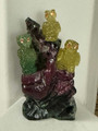 Aunt Nadiene's Thai Carved Ruby in Zoisite, Aventurine, Citrine and Garnet Owls on a Cliff - A Main Séance and Reading Room Jewelry Casket Find - The Voodoo Estate