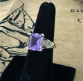 Aunt Nadiene's Thai Sterling Silver, Amethyst and White Topaz Gem Ring - A Séance Spirit Reading Room Find - The Voodoo Estate