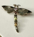 Sterling Silver, Enamel and Multi-Gem Dragonfly Brooch - A Main Ballroom Altar Find - The Voodoo Estate