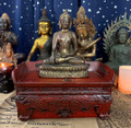 8.25" Mixed Metals Medicine Buddha on Portable Shrine Altar Box with Contents - A Main Healing Altar Find - The Voodoo Estate -  ~!~ ~!~ SOLD! ~!~ ~!~