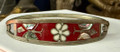 Taxco Sterling Silver, Red/White Enamel and Abalone Inlay Bracelet - A Main Ballroom Altar Find - The Voodoo Estate