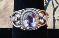 Felonious Gypsy Fortune Teller's Suarti Bali Sterling Silver and Amethyst Gem Ring Sz 8.25