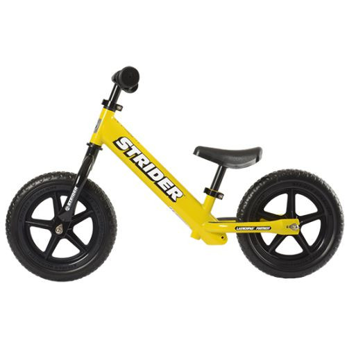 yellow strider balance bike