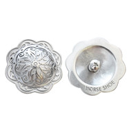 Jeremiah Watt Horse Shoe Brand Hardware Chicago Screw Back Concho Floral Silver