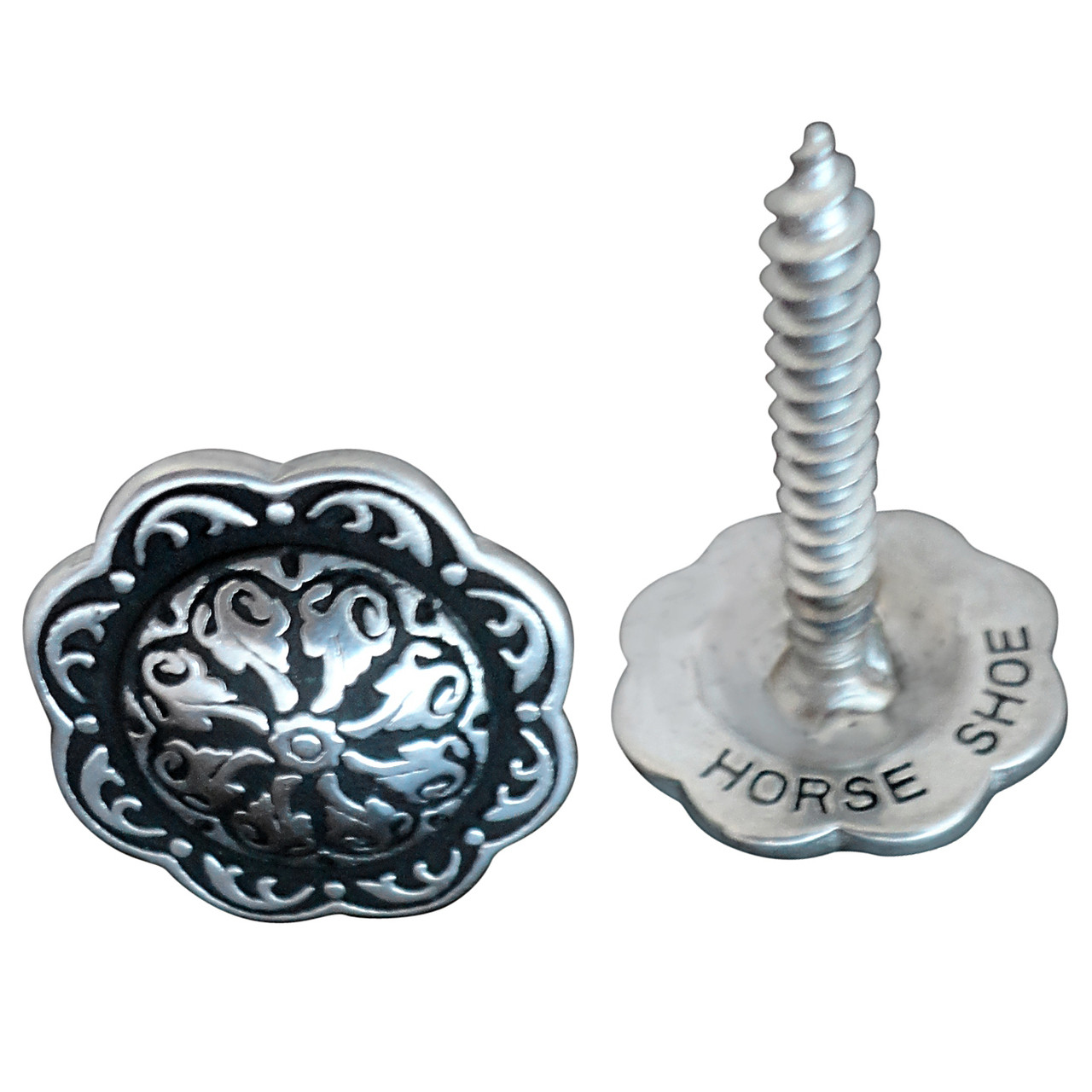 Jeremiah Watt Hardware Stainless Steel Floral Concho Black Wood Screw