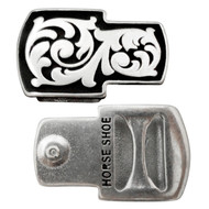 Jeremiah Watt Horse Shoe Brand Hardware Ear Slide Floral Black