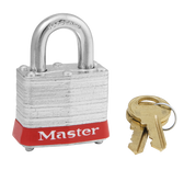 Red Master Lock 3 Steel Body Safety Padlock (1-1/16" shackle)