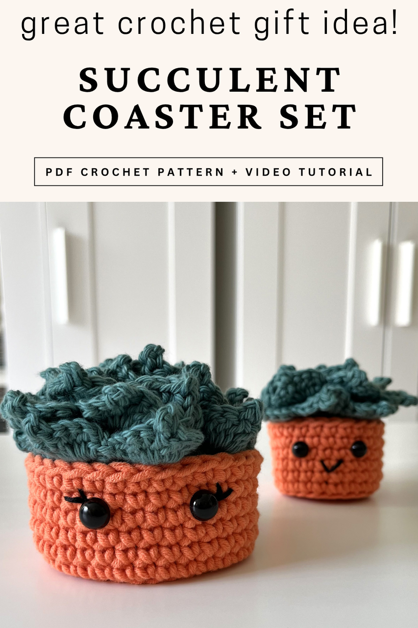PDF Crochet pattern for Succulent Coaster Set from SweaterBabe.com