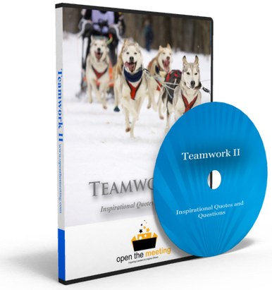 Uplift and inspire your team or organization with this team quotes DVD? Teamwork II DVD is a collection of teamwork quotes and questions played to a beautiful soundtrack and stunning high resolution photos. This DVD is perfect for playing prior to a meeting, presentation or training as people are walking in.