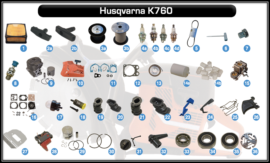 husqvarna k760 parts diagram