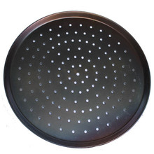 Black Steel Perforated Pizza Tray 15"