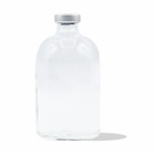 Sterile Empty Vials w/ Silver Caps, Clear Glass, 20 mm, 25/bx - 100 mL, single vial shown