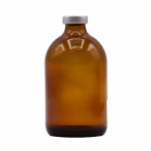 Sterile Empty Vials w/ Silver Caps, Amber Glass, 20 mm, 25/bx - 100 mL, single vial shown