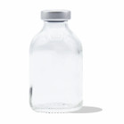 Sterile Empty Vials w/ Silver Caps, Clear Glass, 20 mm, 25/bx - 30 mL, single vial shown
