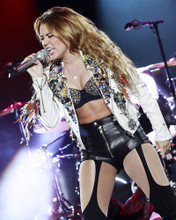 MILEY CYRUS SEXY IN LEATHER SHORTS BRA TOP IN CONCERT PRINTS AND POSTERS 287208