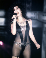CHER STUNNING VERY REVEALING BLACK COSTUME TATTOO CONCERT SINGING PRINTS AND POSTERS 285955