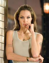 ANGELINA JOLIE SEXY POSE IN GREY VEST PRINTS AND POSTERS 280130