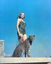 GENE TIERNEY STRIKING POSE WITH LEOPARD PRINTS AND POSTERS 221808