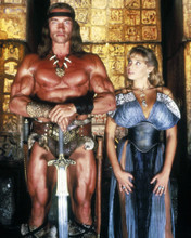 OLIVIA D'ABO ARNOLD SCHWARZENEGGER MUSCLE POSE CONAN THE DESTROYER PRINTS AND POSTERS 288249
