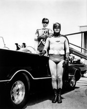 BURT WARD ADAM WEST BATMAN RARE PORTRAIT STANDING BY BATMOBILE PRINTS AND POSTERS 196392