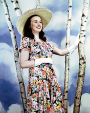 DEANNA DURBIN COLORFUL DRESS AND SUN HAT POSING BY TREE PRINTS AND POSTERS 290930