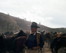 JOHN WAYNE ICONIC IMAGE WITH HORSES IN BACKGROUND PRINTS AND POSTERS 291345
