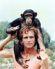 Tarzan 1966 TV series Ron Ely as Tarzan with Cheetah monkey 12x18 inch Poster