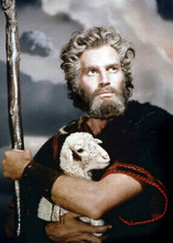 Charlton Heston as Moses The Ten Commandments holding lamb 5x7 inch photograph